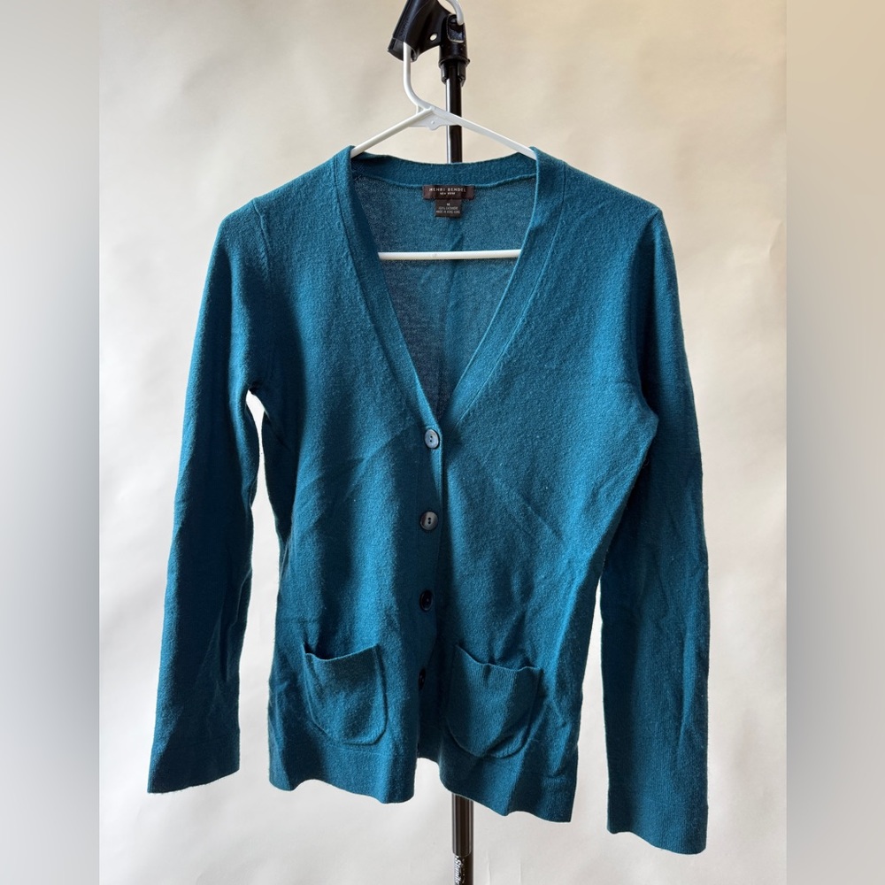 Henri Bendel cashmere cardigan teal M